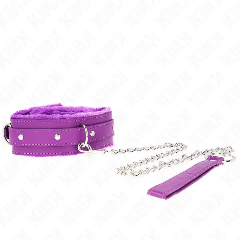 KINK - COLAR COM TRELA 65 CM COM RESTRIÇÕES ROXO 36-42 CM X 5,5 CM - Sexshoptuga 