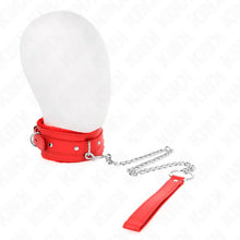 KINK - COLAR COM TRELA 65 CM COM RESTRIÇÕES VERMELHO 36-42 CM X 5,5 CM - Sexshoptuga  Sexshoptuga 