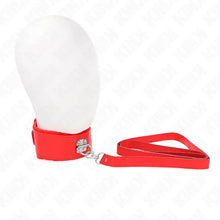 KINK - COLAR COM TRELA 116 CM COM PREGOS PRATA MODELO 4 VERMELHO AJUSTÁVEL 40-48 CM X 6 CM - Sexshoptuga  Sexshoptuga 