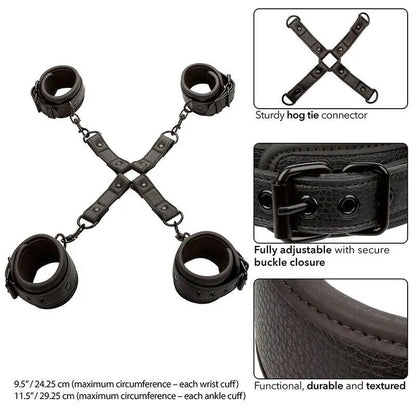 CALEXOTICS - NOCTURNAL CONECTOR HOG TIE CUERO AJUSTÁVEL PRETO - Sexshoptuga 