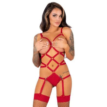 LIVCO CORSETTI FASHION - THIARA LC 20213 CONJUNTO CORPO + MEIAS VERMELHAS S/M - Sexshoptuga  Sexshoptuga 