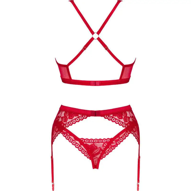 OBSESSIVE - CONJUNTO LACELOVE TRÊS PEAS VERMELHO M/L - Sexshoptuga 