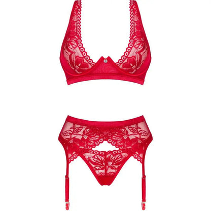 OBSESSIVE - CONJUNTO LACELOVE TRÊS PEAS VERMELHO M/L - Sexshoptuga 