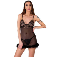 LIVCO CORSETTI FASHION - CONJUNTO ZERUNAM BABYDOLL + TANGA PRETA - Sexshoptuga  Sexshoptuga 