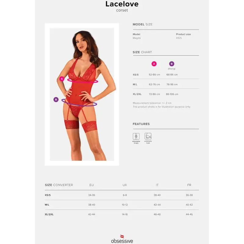 OBSESSIVE - LACELOVE CORSET VERMELHO XS/S - Sexshoptuga 