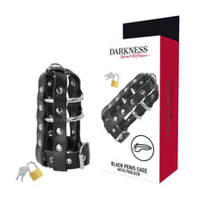 DARKNESS - GAIOLA DE CASTIDADE DE COURO COM FECHADURA - Sexshoptuga  Sexshoptuga 