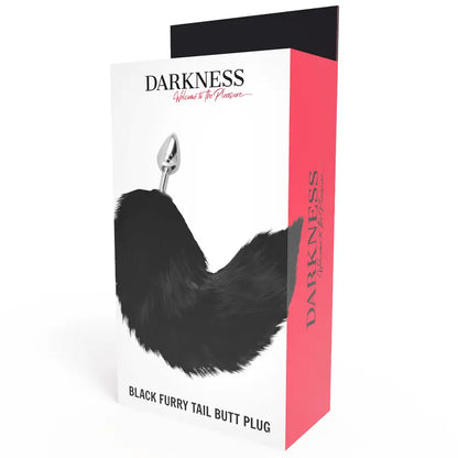 DARKNESS - PLUG ANAL PRATA 8 CM COM CAUDA PRETA - Sexshoptuga 