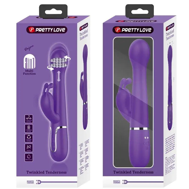 PRETTY LOVE - DEJON VIBRADOR COELHO 3 EM 1 MULTIFUNO ROXO - Sexshoptuga 