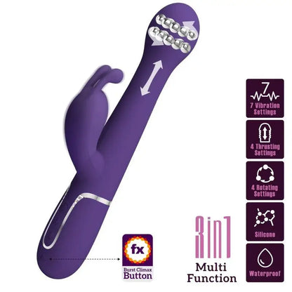 PRETTY LOVE - DEJON VIBRADOR COELHO 3 EM 1 MULTIFUNO ROXO - Sexshoptuga 