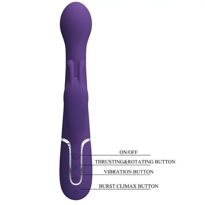 PRETTY LOVE - DEJON VIBRADOR COELHO 3 EM 1 MULTIFUNO ROXO - Sexshoptuga 