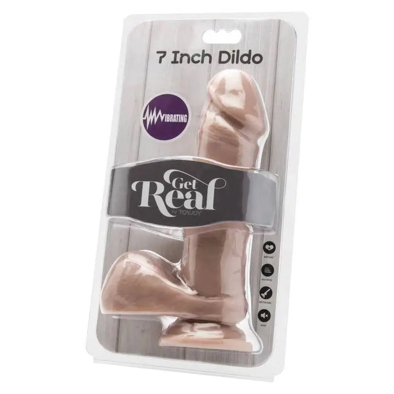 GET REAL - DILDO 18 CM COM BOLAS VIBRADOR PELE - Sexshoptuga 