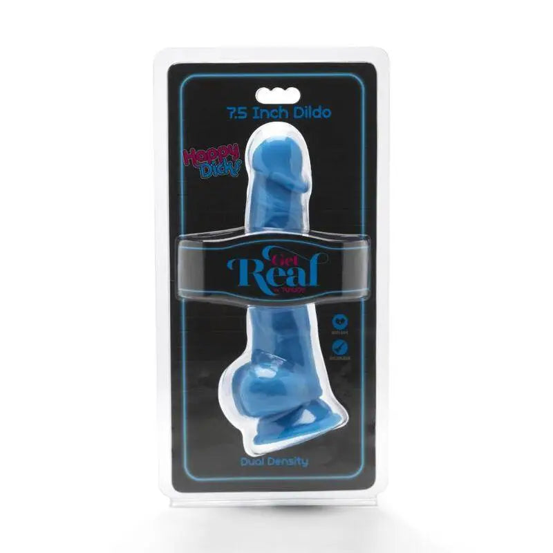 GET REAL - HAPPY DICKS 19 CM COM BOLAS AZUIS - Sexshoptuga 