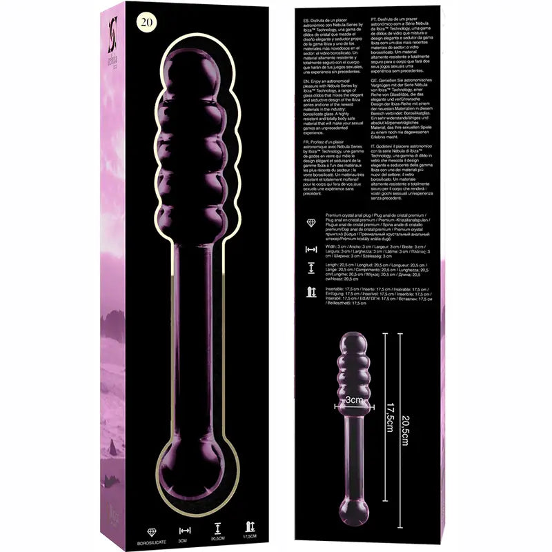 NEBULA SERIES BY IBIZA - MODELO 20 DILDO VIDRO BOROSILICADO TRANSPARENTE 20.5 CM -O- 3 CM - Sexshoptuga 