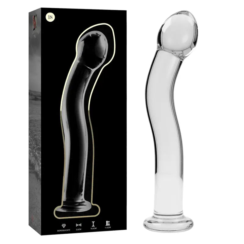 SÉRIE NEBULA BY IBIZA - MODELO 18 DILDO VIDRO BOROSILICADO TRANSPARENTE 18.5 CM -O- 3.5 CM - Sexshoptuga 