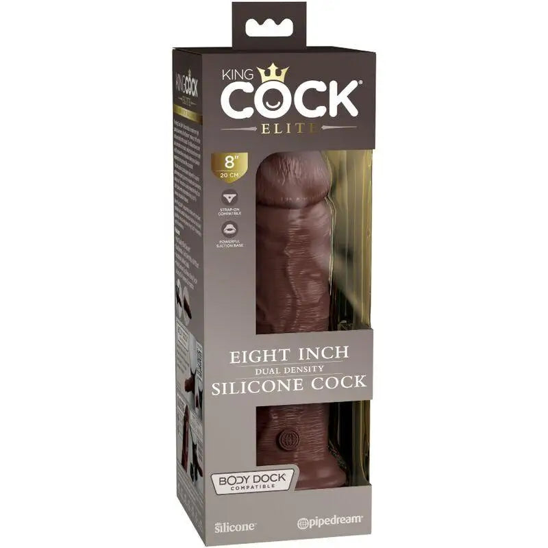 KING COCK - ELITE DILDO DE SILICONE REALISTA 20.3 CM CASTANHO - Sexshoptuga 