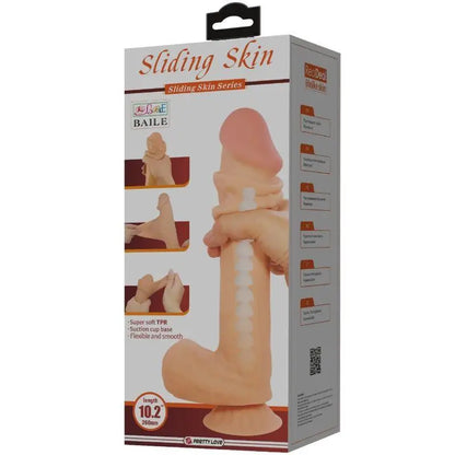 PRETTY LOVE - SÉRIE SLIDING SKIN DILDO REALÍSTICO COM VENTOSA DESLIZANTE PELE CARNE 26 CM - Sexshoptuga 