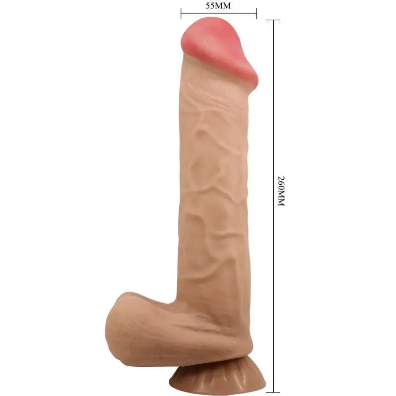 PRETTY LOVE - SÉRIE SLIDING SKIN DILDO REALÍSTICO COM VENTOSA DESLIZANTE PELE CARNE 26 CM - Sexshoptuga 