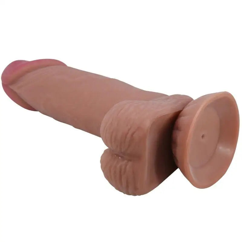 PRETTY LOVE - SÉRIE SLIDING SKIN DILDO REALÍSTICO COM VENTOSA DESLIZANTE PELE MARROM 19,4 CM - Sexshoptuga 