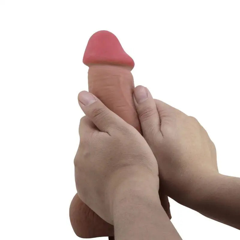 PRETTY LOVE - SÉRIE SLIDING SKIN DILDO REALÍSTICO COM VENTOSA DESLIZANTE PELE MARROM 23,4 CM - Sexshoptuga 