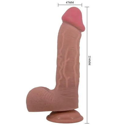 PRETTY LOVE - SÉRIE SLIDING SKIN DILDO REALÍSTICO COM VENTOSA DESLIZANTE PELE MARROM 23,4 CM - Sexshoptuga 