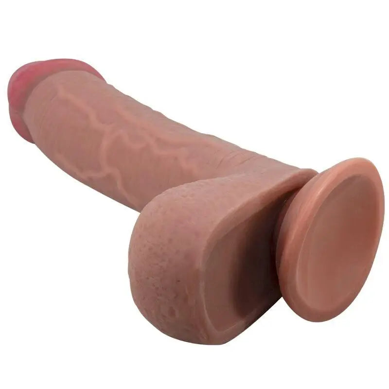 PRETTY LOVE - SÉRIE SLIDING SKIN DILDO REALÍSTICO COM VENTOSA DESLIZANTE PELE MARROM 23,4 CM - Sexshoptuga 