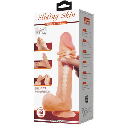 PRETTY LOVE - SÉRIE SLIDING SKIN DILDO REALÍSTICO COM VENTOSA DESLIZANTE PELE 24 CM - Sexshoptuga 