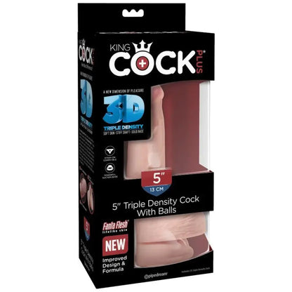 KING COCK - DILDO TRIPLA DENSIDADE 13 CM COM TESTÍCULOS - Sexshoptuga 