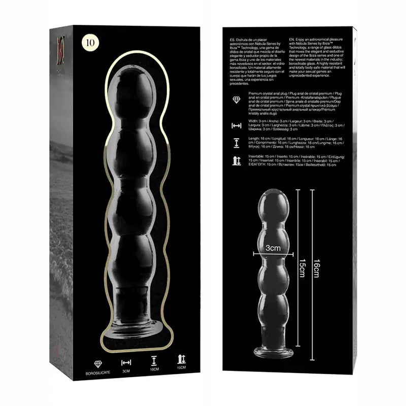 NEBULA SERIES BY IBIZA - MODELO 10 DILDO VIDRO BOROSILICADO TRANSPARENTE 16.5 CM -O- 3.5 CM - Sexshoptuga 