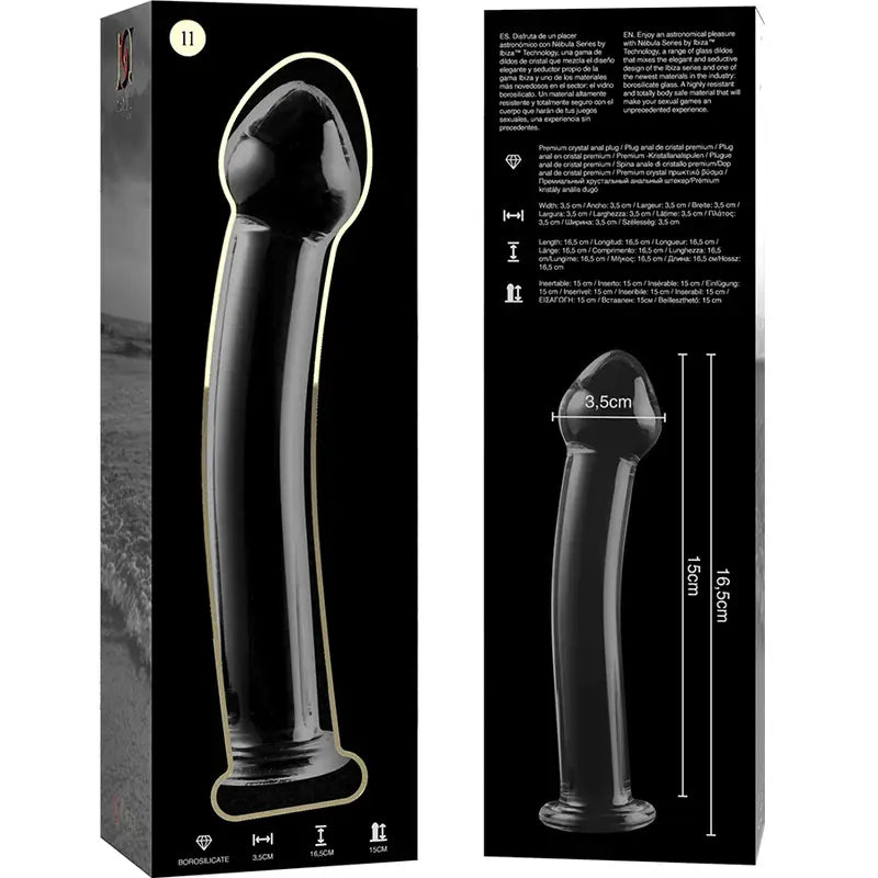 NEBULA SERIES BY IBIZA - MODELO 11 DILDO VIDRO BOROSILICADO TRANSPARENTE 16 CM -O- 3 CM - Sexshoptuga 