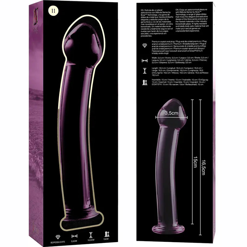 NEBULA SERIES BY IBIZA - MODELO 11 DILDO VIDRO BOROSILICADO TRANSPARENTE 16 CM -O- 3 CM - Sexshoptuga 