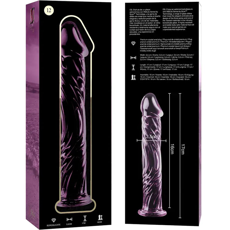 Dildo Vidro Borosilicado Transparente Nebula Series by Ibiza 17 cm