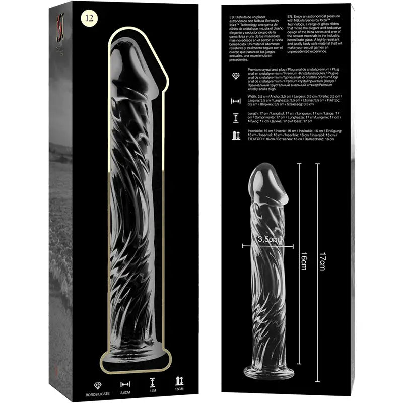 Dildo Vidro Borosilicado Transparente Nebula Series by Ibiza 17 cm