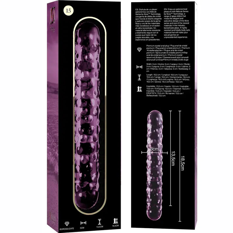 Dildo Vidro Borosilicado Transparente Nebula Series by Ibiza 18.5 cm