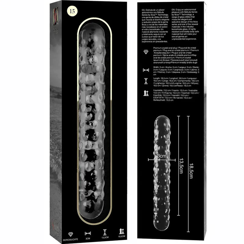 Dildo Vidro Borosilicado Transparente Nebula Series by Ibiza 18.5 cm