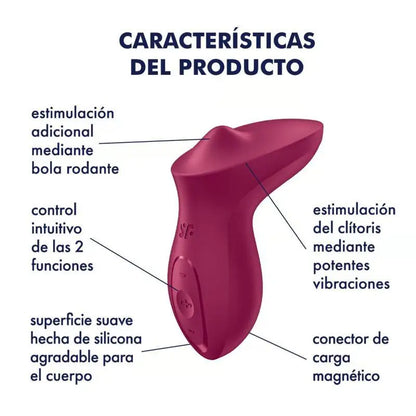 SATISFYER - EXCITERRR VIBRADOR LAY-ON CLITORIS BERRY - Sexshoptuga 