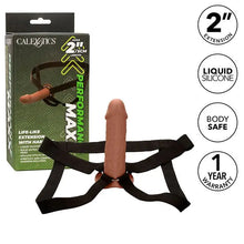 CALEXOTICS - PERFORMANCE MAXX LIFE-LIKE EXTENSION COM ARNÊS PELE MARROM - Sexshoptuga  Sexshoptuga 