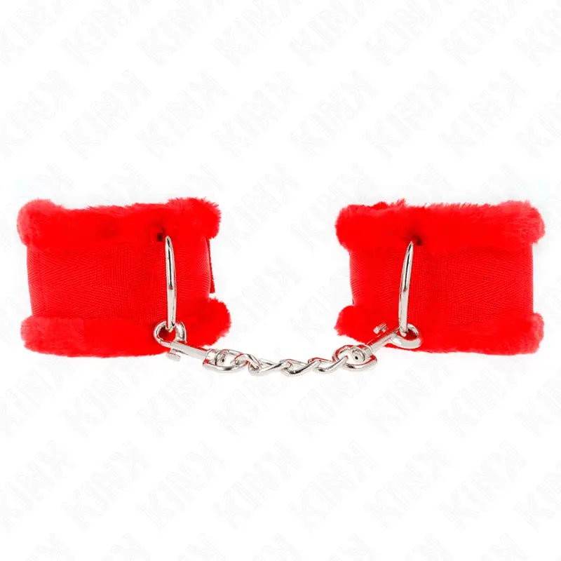 KINK - PULSO FORRO PELUDO VERMELHO AJUSTÁVEL 17-31 CM X 7 CM - Sexshoptuga 