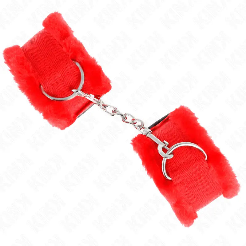 KINK - PULSO FORRO PELUDO VERMELHO AJUSTÁVEL 17-31 CM X 7 CM - Sexshoptuga 