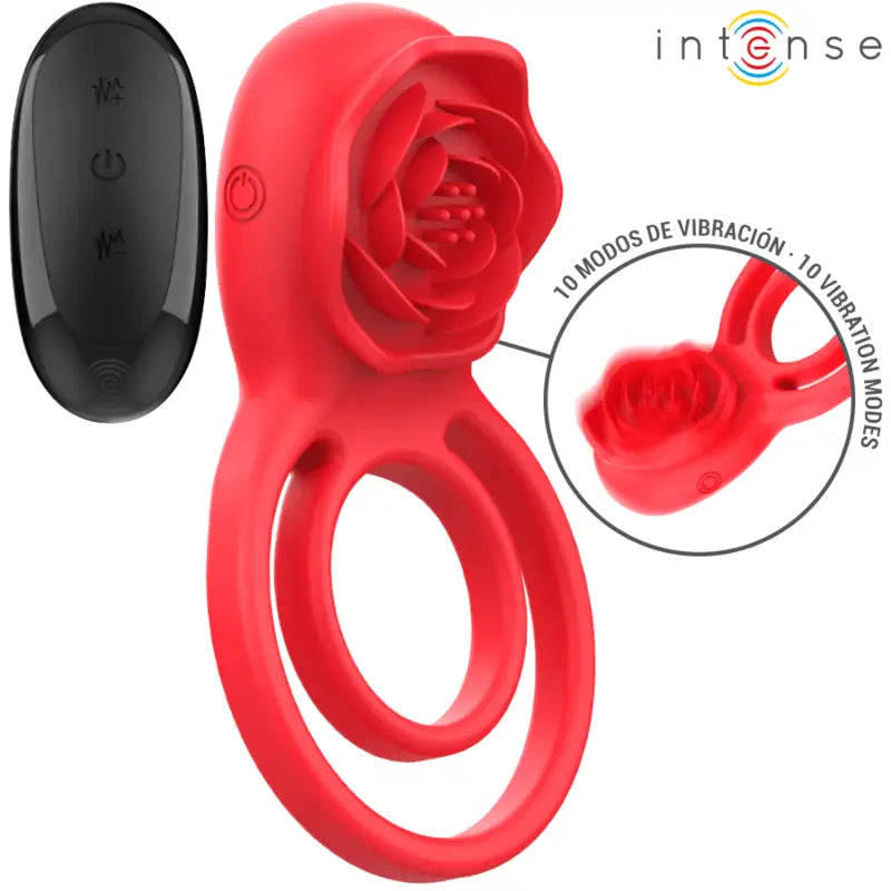 INTENSE - GAIL ESTIMULADOR ROSE 10 VIBRAÇÕES VERMELHO CONTROLE REMOTO - Sexshoptuga 