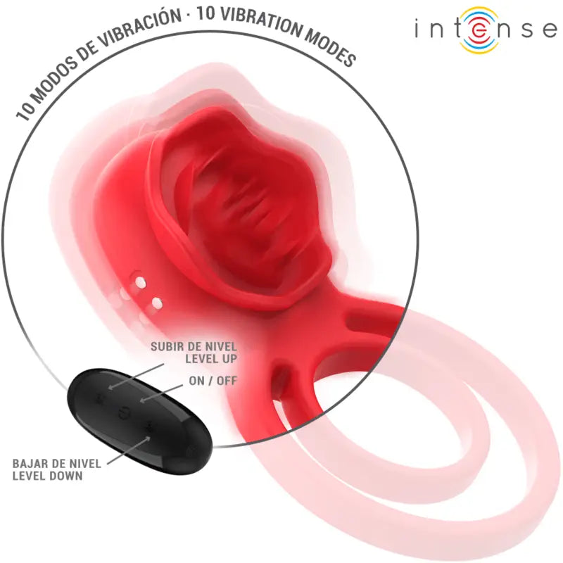 INTENSE - GAIL ESTIMULADOR ROSE 10 VIBRAÇÕES VERMELHO CONTROLE REMOTO - Sexshoptuga 