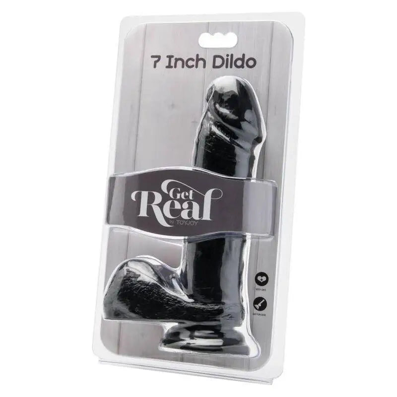 GET REAL - DILDO 18 CM COM BOLAS PRETAS - Sexshoptuga 