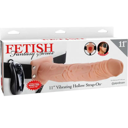 FETISH FANTASY SERIES - 11 HOLLOW STRAP-ON VIBRANDO COM BOLAS 27,9CM CARNE - Sexshoptuga 