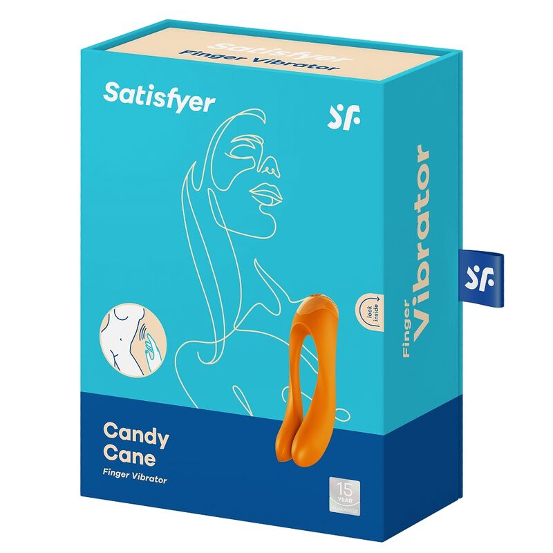 SATISFYER - VIBRADOR DE DEDO CANDY CANE LARANJA - Sexshoptuga  Sexshoptuga 