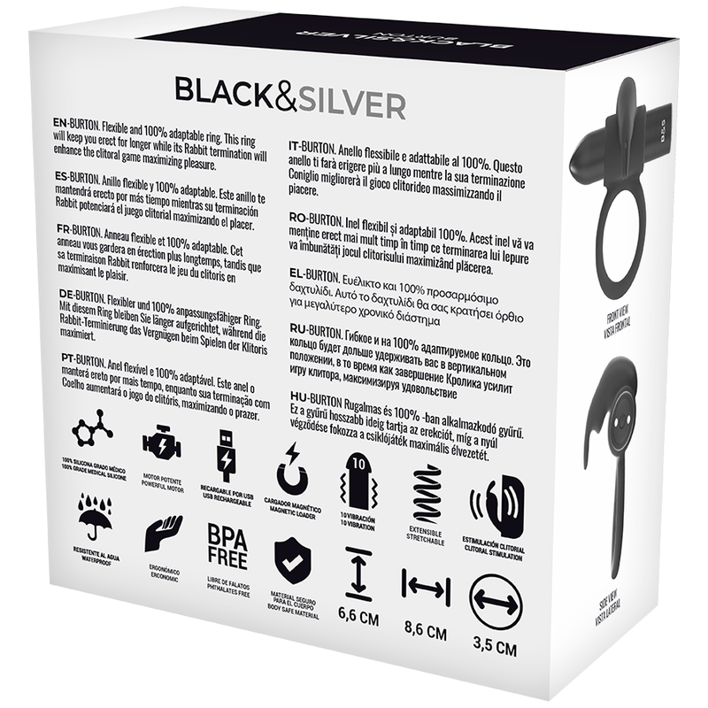 BLACK&SILVER - BURTON REMOTE CONTROL COCKRING WATCHME - Sexshoptuga  Sexshoptuga 