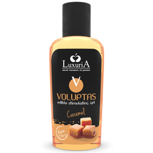 INTIMATELINE LUXURIA - VOLUPTAS GEL DE MASSAGEM COMESTÍVEL EFEITO AQUECEDOR - CARAMELO 100 ML - Sexshoptuga 