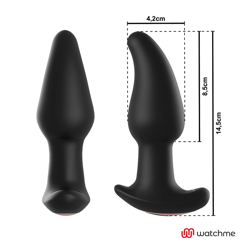 ANBIGUO - VIBRADOR DE PLUG ANAL COM CONTROLE REMOTO WATCHME COM ROTAÇÃO DE PÉROLAS AMADEUS - Sexshoptuga 