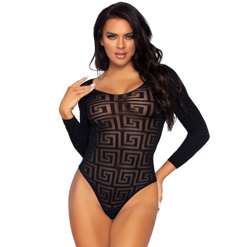 LEG AVENUE - MOSAIC SNAP CROTH BODYSUIT TAMANHO ÚNICO - Sexshoptuga  Sexshoptuga 