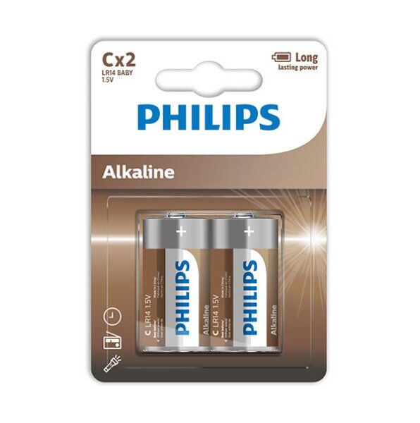 PHILIPS - PILHAS ALCALINAS C LR14 BLISTER*2 - Sexshoptuga  Sexshoptuga 