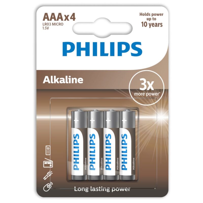 PHILIPS - BATERIA ALCALINA AAA LR03 4 PACK - Sexshoptuga  Sexshoptuga 