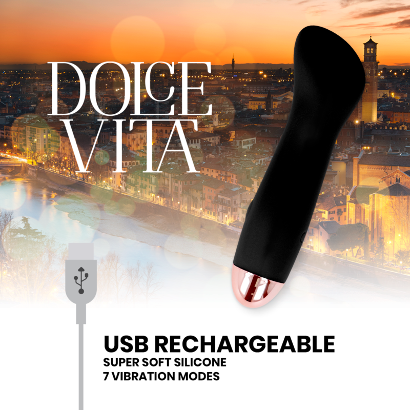 DOLCE VITA - VIBRADOR RECARREGÁVEL ONE BLACK 10 SPEED - Sexshoptuga  Sexshoptuga 